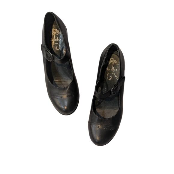 Dansko Fanny Wedge Maryjane Leather Studded Women Black Size 41 - Picture 2 of 8